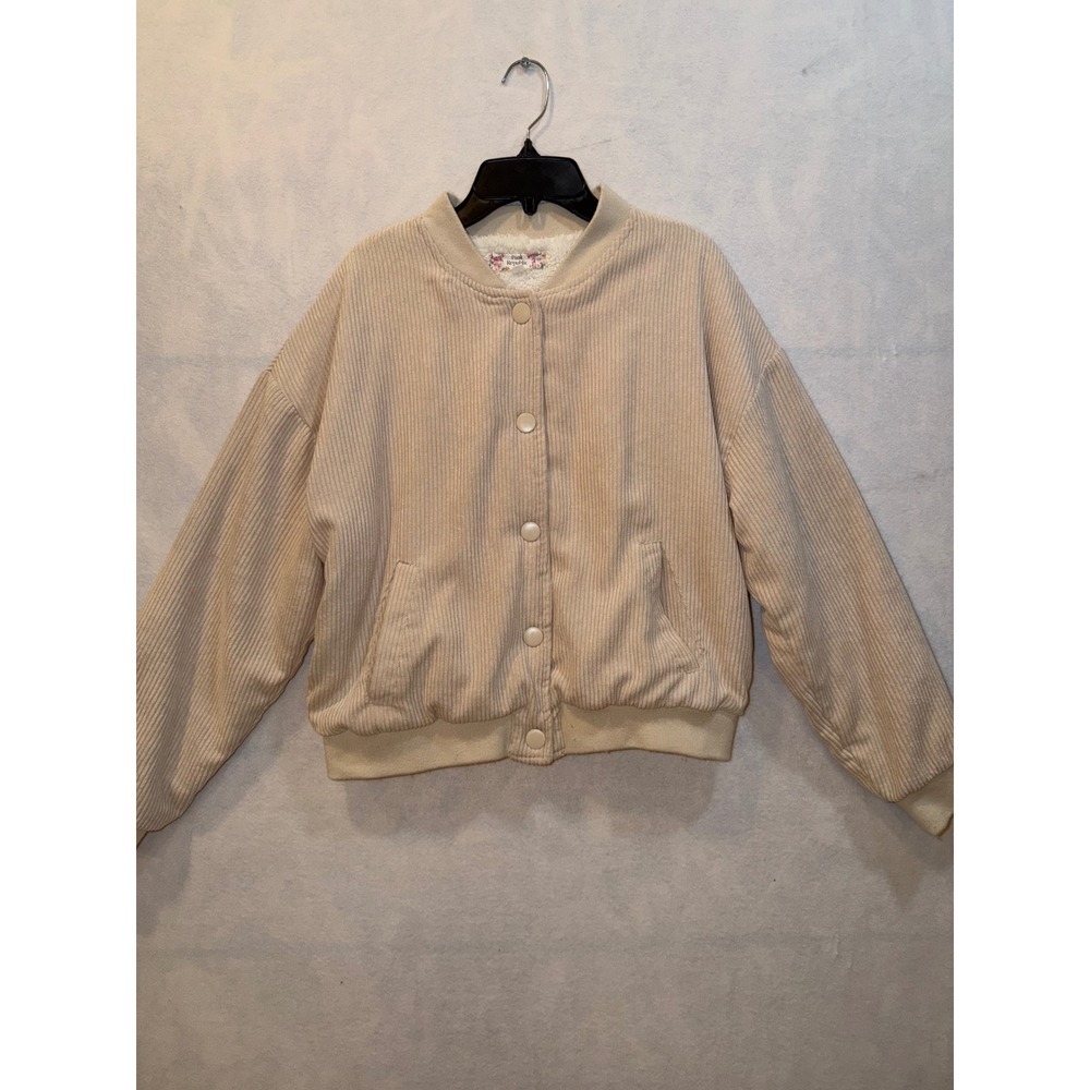 Pink Republic Corduroy Sherpa Lined Bomber Jacket Beige Size Medium